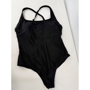 Kona Sol Black One Piece Swimsuit Criss Cross Back Women's Size L